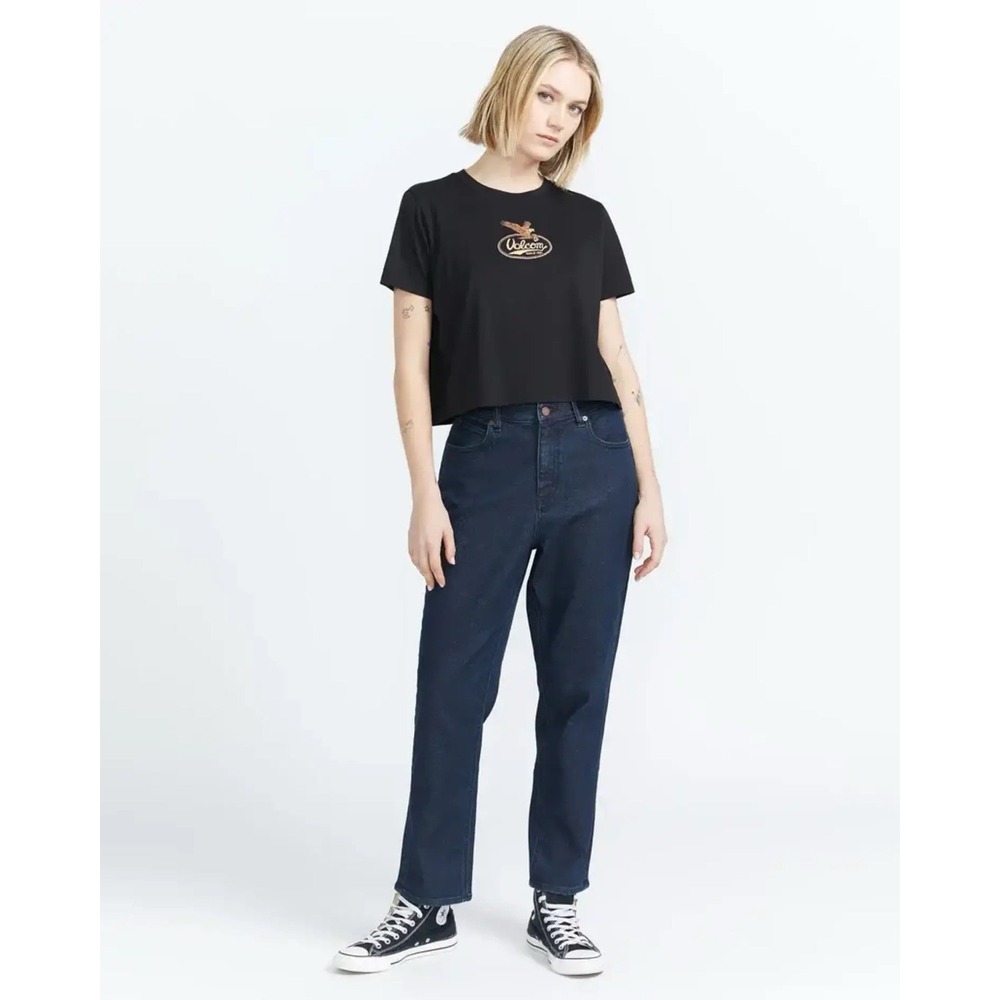 Volcom Womens Stoned Straight Jeans Melindigo Size 31x27 Dark Wash High Rise NEW